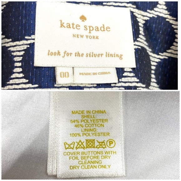KATE Spade Jacquard Millie Polka Dots Blazer Jacket in Blue White NJMU3068 - Picture 6 of 11